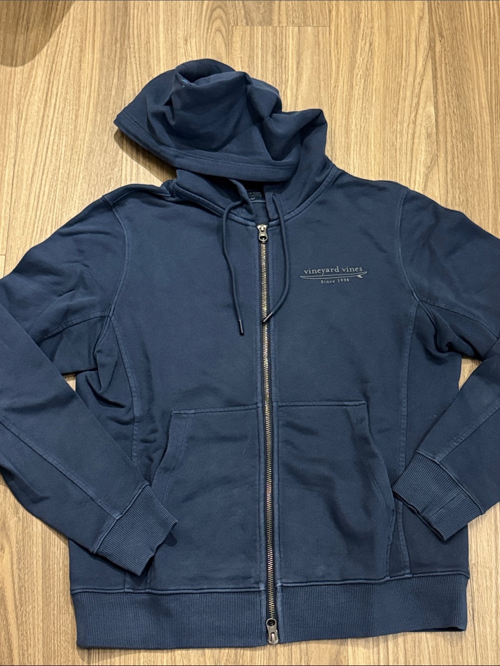Vineyard Vines Navy Full-Zip Hoodie with Subtle Chest Logo